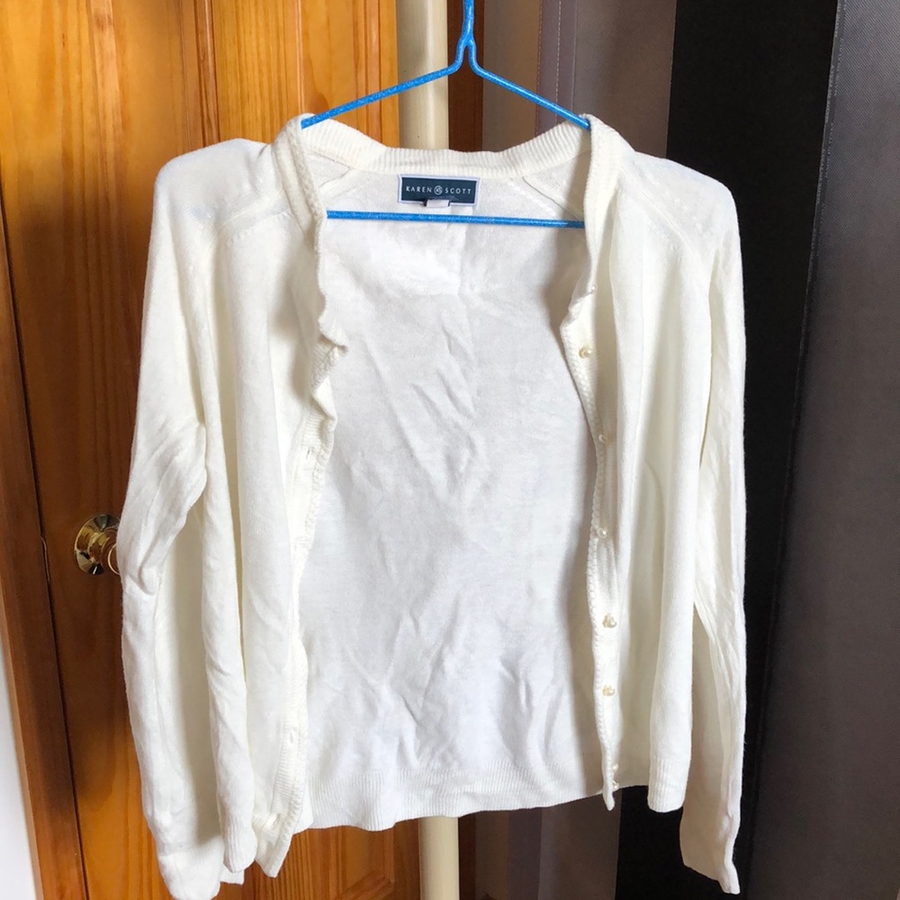 karen scott crew neck cardigan sweater
